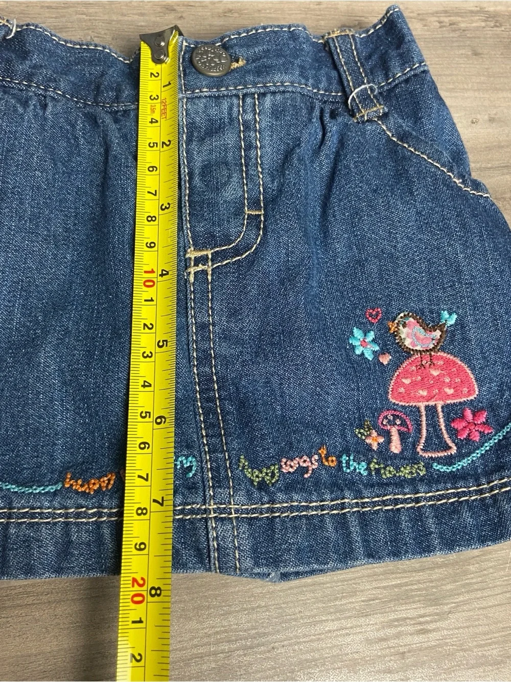 Genuine kids Oshkosh Skirt girls Size 9 Month Denim Skirt jean skirt embroidered